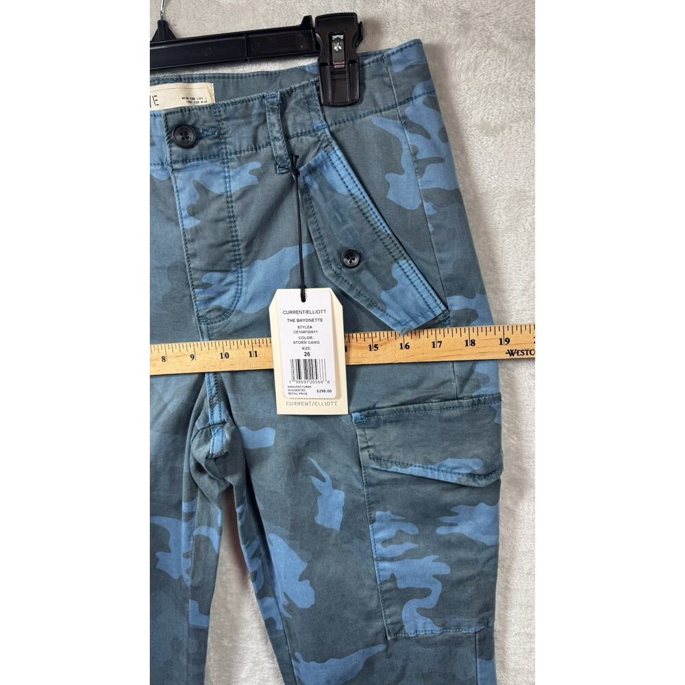 Current Elliott NEW The Bayonette Cargo Pant Jean Women 26 Blue Storm Camo Ankle - Picture 8 of 13